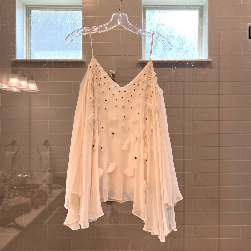 Badgley Mischka floral appliqué top